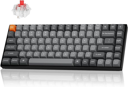 Keychron K2 Max QMK/VIA 2.4 GHz & Bluetooth Wireless Custom Mechanical Keyboard for Mac/Windows/Linux, 75% Layout Keyboard RGB Backlight Red Switch - Black
