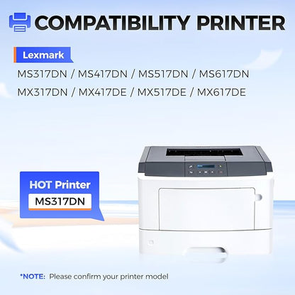 51B1H00 Toner Cartridge（Black with chip High Yield） Replacement for Lexmark 51B1000 51B1H00 Compatible with Lexmark MS317DN MS417DN MS517DN MS617DN MX317DN MX417DE MX517DE MX617DE Laser Printer Ink