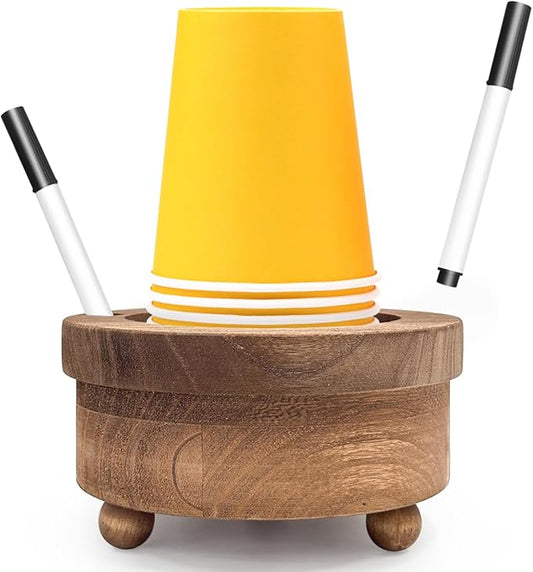GEMLORD Wooden Cup Holder with Marker Slot, Disposable Cup Holder, Paper Cup Dispenser for Party Decoration Bathroom Kitchen Showers, Weddings & Events