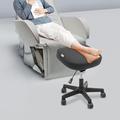 Footrest Stool Under Desk, Rolling Swivel Stool Chair with Height and Tilt Angle Adjustment, 360° Rolling Massage Chair with Wheels, Ergonomic Foot Rest for Home Office,Gaming,Salon,Massage,Study Room