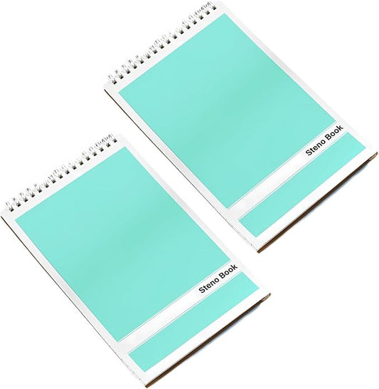 Steno Pads – 6x9 Inches 80 Sheets Steno Notebooks for Writing Notes in School, University, College & Office (2PCS Teal)
