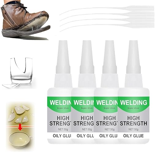 4 PCS Welding High-Strength Oily Glue, 2026 Upgraded Welding Super Glue Gel Instant Adhesive, Strong Fast Drying Glue Universal Super Glue for Metal, Plastic, Wood, Glass, Ceramic, Leather (50 Grams)