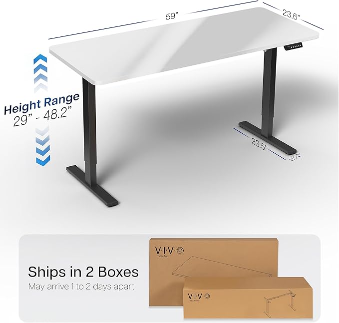 VIVO Electric Dry Erase 60 x 24 in Standing Desk, Memory Height Adjustment, 1B Series, Whiteboard Top Black Frame, DESK-KIT-1B6WE