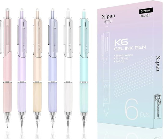 Gel Pens, 6 Pcs 0.7mm Quick Dry Black Ink Pen, Cute Ergonomic Fine Point Smooth Writing Pens, Back to School Office Supplies Fun Aesthetic Pastel Journaling Pen Gifts for Girl Student Women