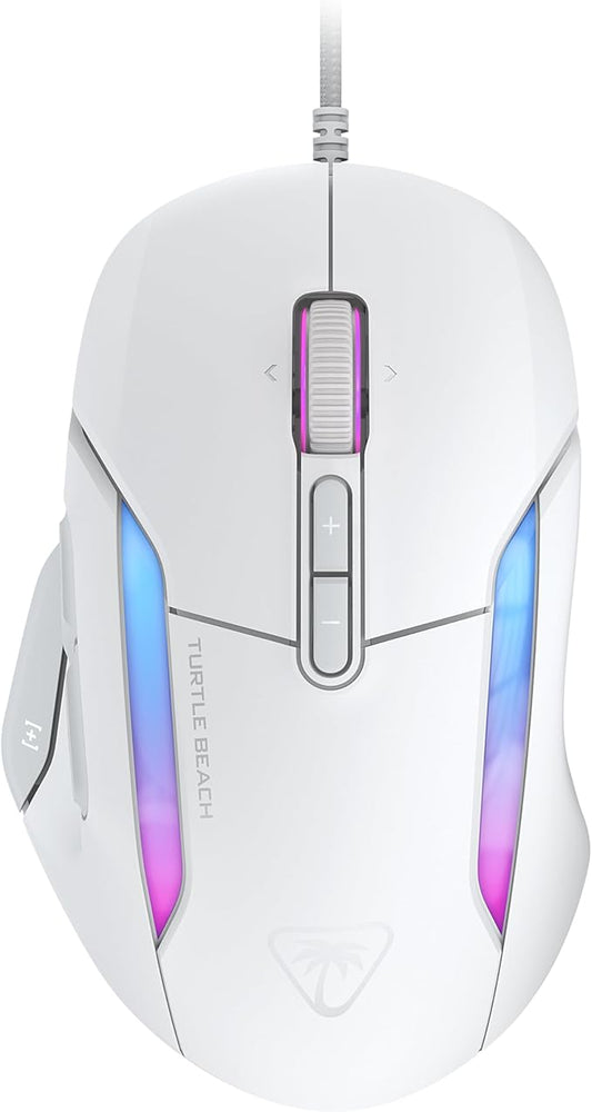 Turtle Beach Kone II – Wired Ergonomic RGB Gaming Mouse, 26K DPI Optical Sensor, 100M Click Life Optical Switches, 23 Customizable Inputs, 4D Scroll Wheel, Pure PTFE Glides - Arctic White