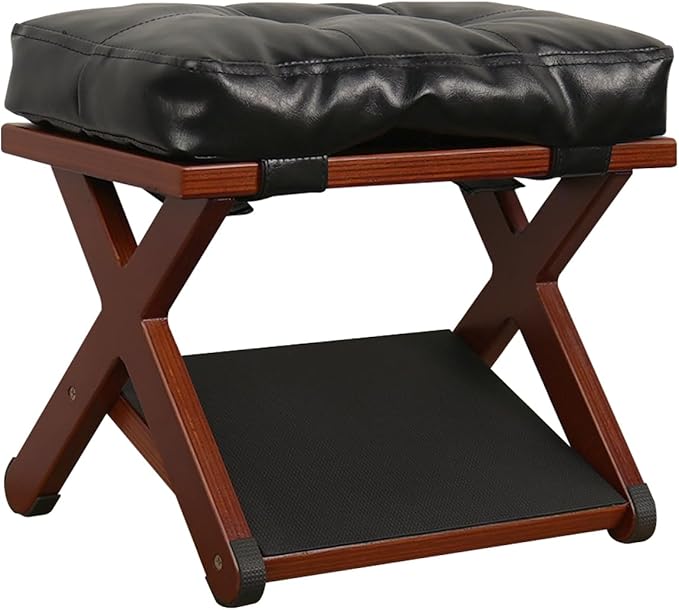 Wooden Under Desk Footrest with Non-Slip Rubber Stepping Surface, Ergonomic Foot Stool for Home Office Gaming Work Posture Support (Walnut Color)