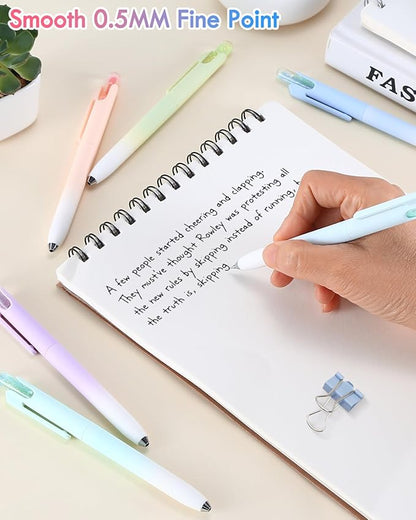 FIOVER Gel Pens, 6 Pack 0.5mm Drift Bottle Retractable Fine Point Smooth Writing Black Ink Pens, Quick Dry No Smear, Aesthetics Cute Office School Supplies Gifts for Women (6PCS Black Ink)