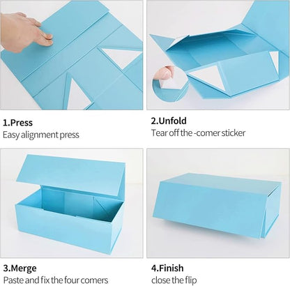 Gift Boxe 12" x 6" x 4" with Magnetic Closure Lid Gift Boxes for Presents,Bridesmaid Gifts Box,Cute Box,Birthday Gift box,Luxury for Gift Packaging, Magnetic Gift Box for Wrapping Gifts (Blue/5PCS)
