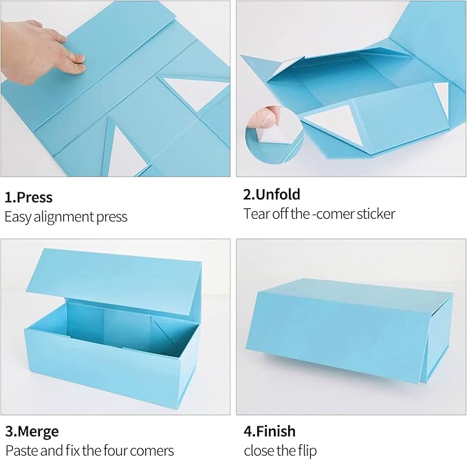 Blue Gift Box 12" x 6" x 4" with Magnetic Closure Lid Gifts Boxe for Presents,Bridesmaid Gifts Boxes,Cute Box,Birthday Gift Boxe,Luxury for Gifts Packaging, Magnetic Gift Boxes for Wrapping Gifts (Blue)