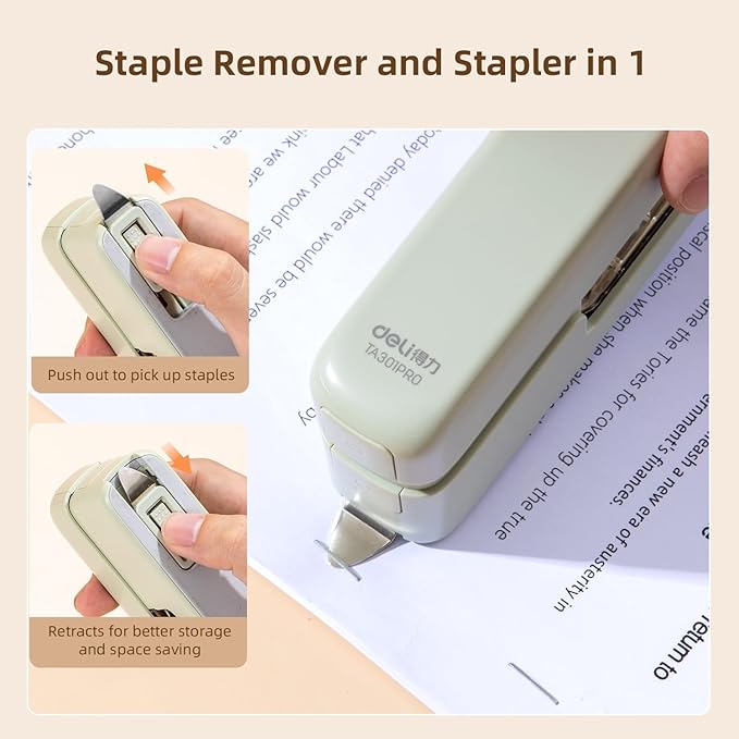 deli Stapler, Desktop Staplers with Integrated Staple Remover, 45 Sheet Capacity Office Stapler, 2 Pack, Green