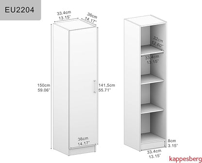 Kappesberg Santa Fe 1-Door Tall Cabinet with Shelves – Space-Saving Storage for Laundry, Kitchen, Office or Bedroom – 59" H