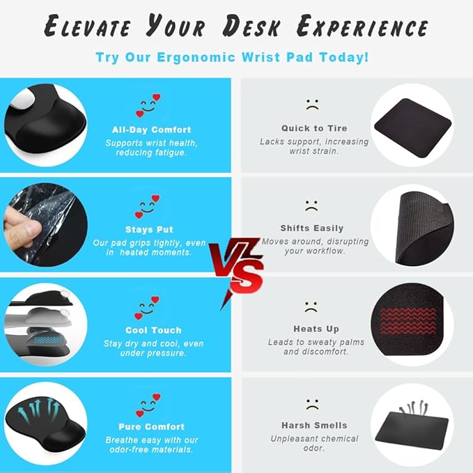 ErgoComfort Gel Wrist Rest Mouse Pad-Ergonomic Office Mousepad with Wrist Support-Non-Slip, Design Desk Accessories Mat for Home&Game Decor (08Marble Vein)