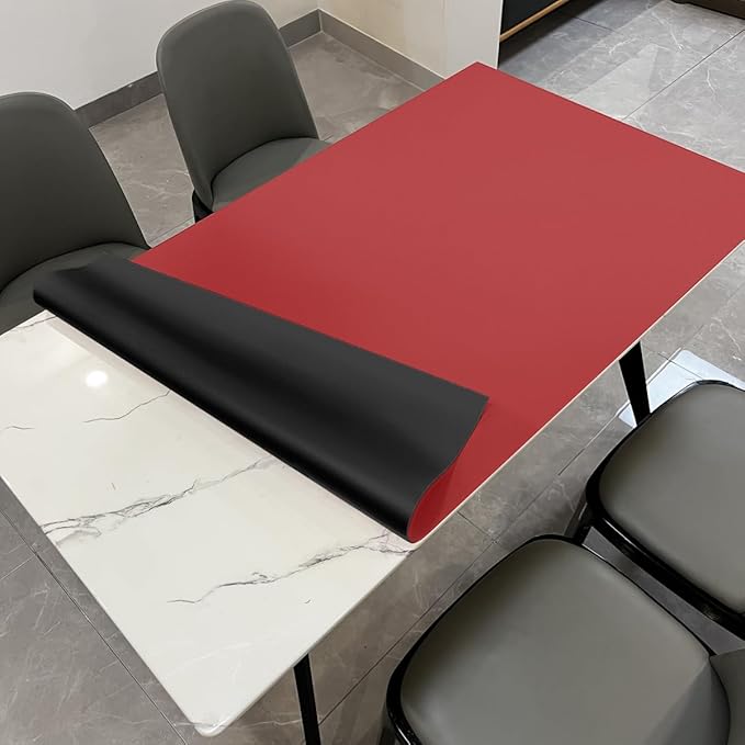Table Pad for Dining Room Table - Can Be Used On Both Sides Waterproof and Easy to Clean Good Flatness Used for Dining Table(Black+Wine Red 44x72)