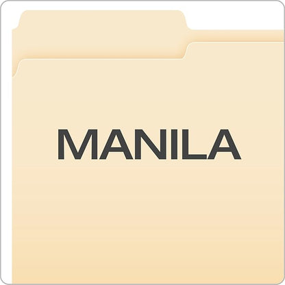 Pendaflex Manila Legal Size File Folders - 1/3-Cut Tabs in Left, Center, Right Positions for Easy Labeling - Manila Folders Ideal for Office, Home Office & Filing Cabinets, 100 Folder(Pack of 5)