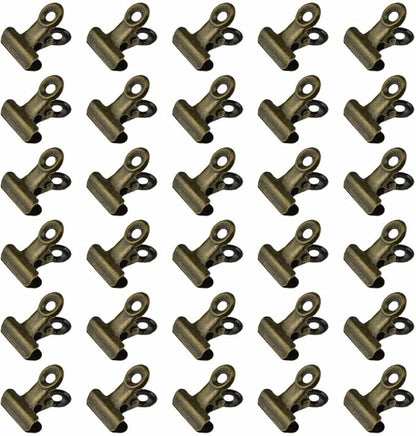 HAHIYO 0.87inch Brown Bulldog Clips Metal File Hinge Binder Clips Clamps Save Space Strong Spring Jaws Rock Solid Grip Book Lay Flat Deburred Edge for Hang Photos Wall Grid Dog Food 30PCS