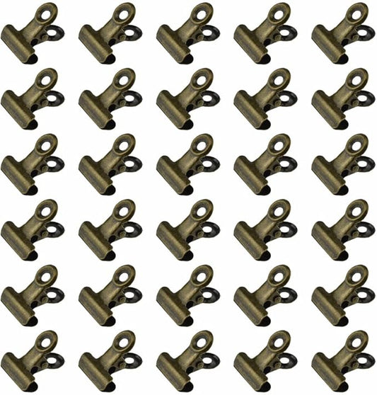 HAHIYO 0.87inch Brown Bulldog Clips Metal File Hinge Binder Clips Clamps Save Space Strong Spring Jaws Rock Solid Grip Book Lay Flat Deburred Edge for Hang Photos Wall Grid Dog Food 30PCS