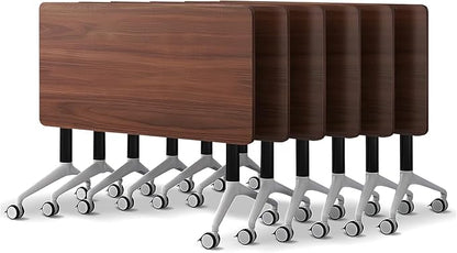 Conference Room Table with Flip-Top Design for Dynamic Meetings, Business Table Computer Desk with Heavy-Duty Frame,Foldable Seminar Meeting Tables for Home Office (6, A, 61IN)