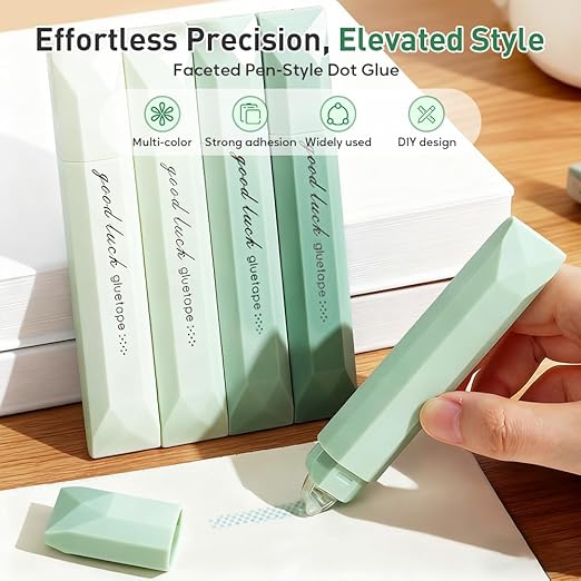 4Pcs Double Sided Tape Pens, 2025 New Multipurpose Double Sided Tape Roller for Scrapbooking, Gift Wrapping, Photo Mounting, Gradient Color DIY Handwork Glue Stick for School Office & Crafts (Pink)