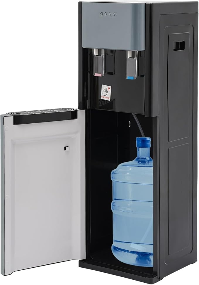 Bottom Loading Water Cooler Dispenser for 20L/5.28 Gallon Bottles,Stainless Steel Hot & Cold Water Dispenser with LED Indicator Light for Home, Offices, Hotels, Kitchens (Dark Gray)