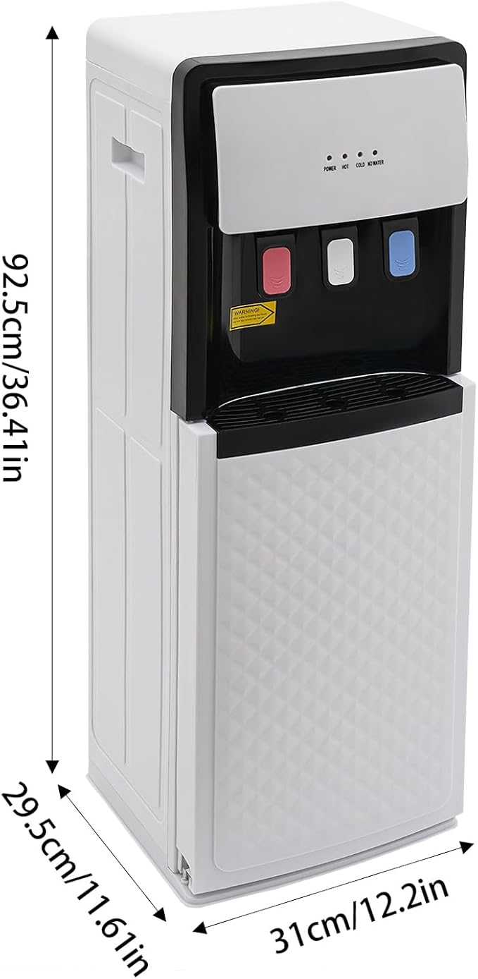 TFCFL Bottom Loading Water Cooler Dispenser 3 Temperature Settings - Hot, Cold & Room Water, Hot & Cold Standing Water Dispenser, Water Cooler Dispenser for 5 Gallon Bottles (White)