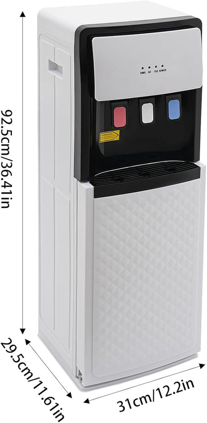 TFCFL Bottom Loading Water Cooler Dispenser 3 Temperature Settings - Hot, Cold & Room Water, Hot & Cold Standing Water Dispenser, Water Cooler Dispenser for 5 Gallon Bottles (White)