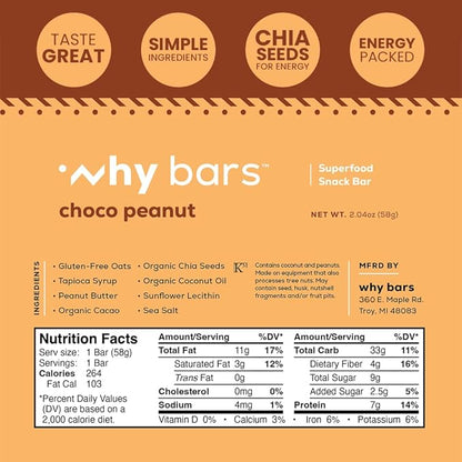 Why Bars, Protein Bars, Variety Pack, 2.04 Ounce Bars (Pack of 12 Protein Bars) - Protein Bar Superfood, Gluten Free, Non GMO, Organic, Vegan, Simple Ingredients
