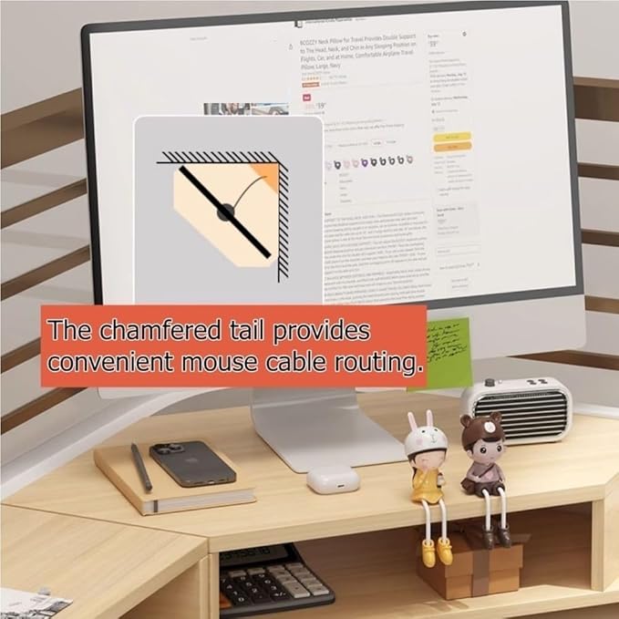 Laptop Stand for Desktop Computer, Corner Monitor Stand for Desk, Office Desk Accessories and Organizer, Multifunctional Space-Saving Corner Desk Shelf(Black)