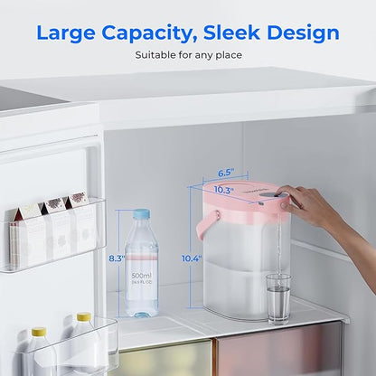 Waterdrop FreshTaste Electric Water Filter Pitcher, Rechargeable Powerful Dispenser, 17-Cup Instant Countertop Purifier, Reduce Chlorine, Lead, Copper, Purify, Soften Water, Pink, Does not Lower TDS