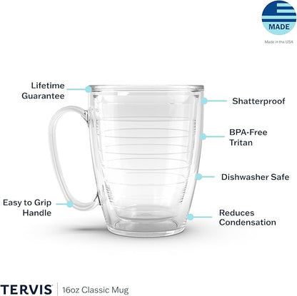 Tervis Clear & Colorful Tabletop Made in USA Double Walled Insulated Tumbler Travel Cup Keeps Drinks Cold & Hot, 16oz Mug, River Rock