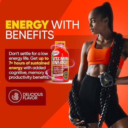 Vitamin Energy Immune+ Extra Strength Energy Shot Fruit Punch 48 Pack, 260mg Natural Caffeine, B-Vitamins, Citicoline, Green Tea, Immunity & Focus Support, Zero Sugar, Gluten-Free 1.93 fl oz