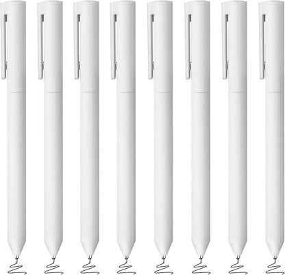 BAYTORY 8Pcs Rotatable Gel Pens, 0.5mm Fine Point Black Ink Pen, Smooth Writing Quick Dry Gel Ink Pens for Journaling Note Taking Sketching (White)