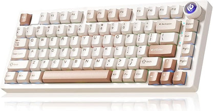 LEOBOG HI75CPro Mechanical Keyboards, RGB Backlit Tri-Mode BT5.0/2.4GHz/USB-C Gaming Keyboard, Hot Swappable Creamy Keyboard with PBT Keycaps for PC/Windows/iOS/Andriod - Turquoise Switch, Brown