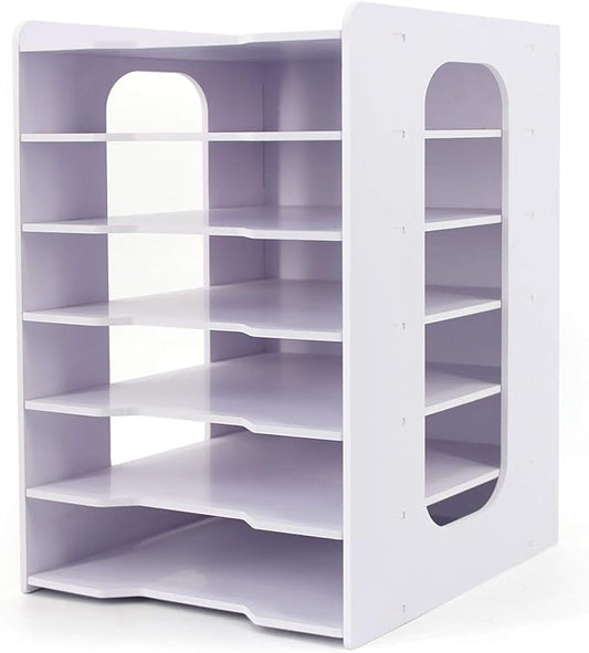 SONGWAY File Organizer for Desk - Desk Organizer for Document, Multifunctional 7 Tier Vertical File Holder, Paper Holder Organizer, Desktop File Organizer for Home Office School Decorations, White