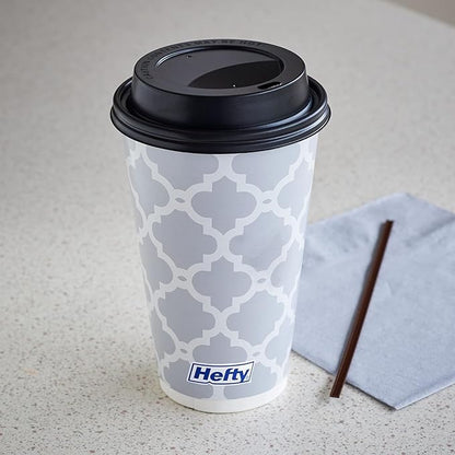 Hefty Paper Disposable Hot Cups with Lids, 16 Ounce, 20 CT (Pack of 6)
