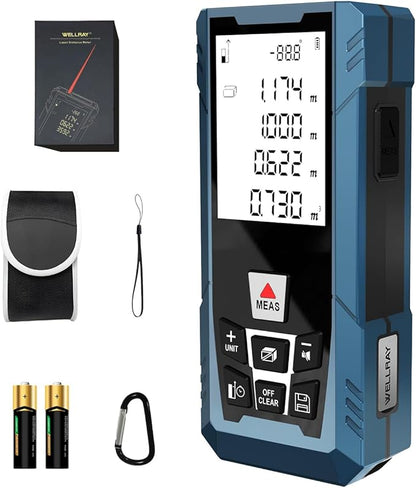 Laser Measuring Tool 500Ft Laser Measurement Tool with Angle Finder 150M Laser Distance Meters Accuracy ±1.5MM Square Footage Measure with Electronic Horizontal Calibration Indoor Easy Read