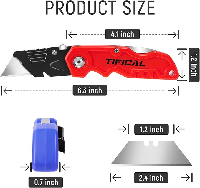 4 Pack Box Cutter Folding Utility Knife, Extra 10 Blades Included, Quick Change Blades, Lock-Back Design, Box Cutters for Carton, Cardboard, Boxes, Razor Knife Box Opener
