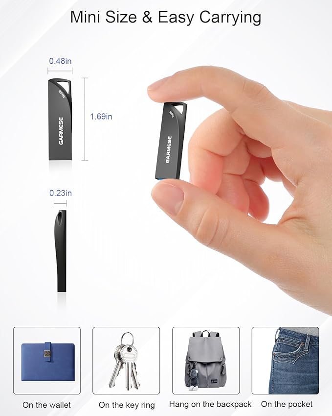 256GB USB 3.0 Flash Drive, Metal Waterproof & Slim Portable Memory Stick with Keychain Hole, Thumb Drive for PC/Laptop/Car/Travel Data Storage