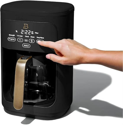 Beautiful 14-Cup Programmable Coffee Maker with Touch-Activated Display – Brew Hot Coffee Fast, Keep Warm & Auto-Pause (Black Sesame)