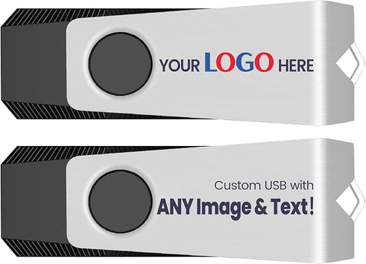 Customizable Flash Drives 16GB, Wooolken Personalized USB 2.0 Drive 10/20/50/100 Pack, Custom Thumb Drive Engraved Logo USB Drive (Mixcolors)