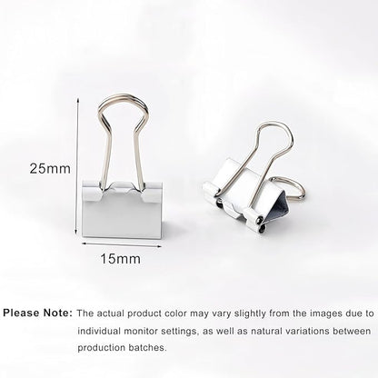 100 Pack Mini White Binder Clips 5/8 Inch (15 mm), Colored Little Paper Clamps, Small Tiny Micro Size Paper Clips for Office Home School Business 0.6"
