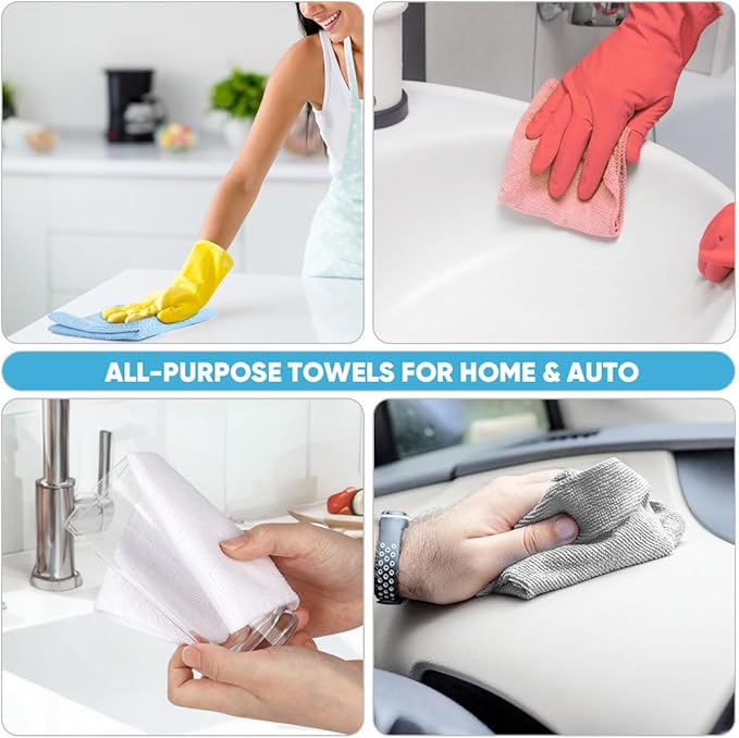AIDEA Microfiber Cleaning Cloth Roll, 75PK, Reusable Tear Away Paper Towels, Microfiber Towels for Cars, Washable Shop Rags Blue, Lint Free Rags for House, Mechanic, Workshops, 11.5"×11.5"