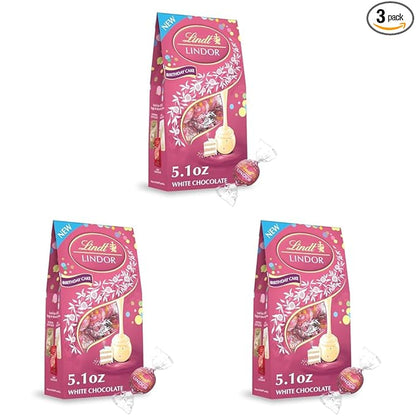 Lindt LINDOR Birthday Cake White Chocolate Truffles, White Chocolate Candy with Smooth, Melting Truffle Center, 5.1 oz. (Pack of 3)