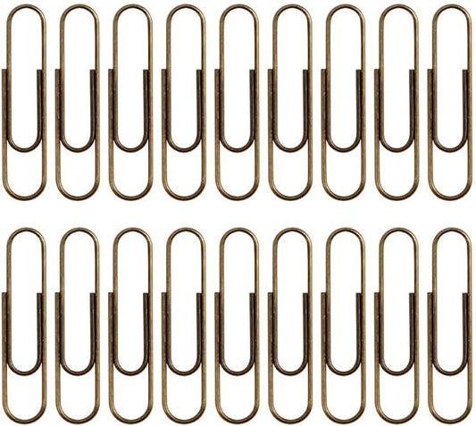 Rurili 50 Pieces 50 mm Metal Paper Clips for Office School and Personal Use (Bronze)
