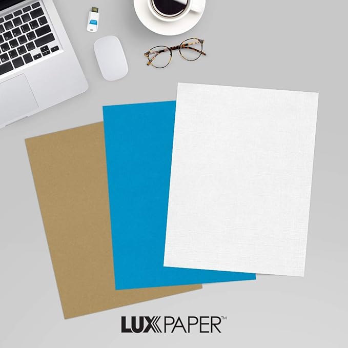 LUXPaper 8.5" x 11" Linen Paper | Letter Size | White Linen | 24lb. Paper Weight (60lb. Text) | 50 Qty