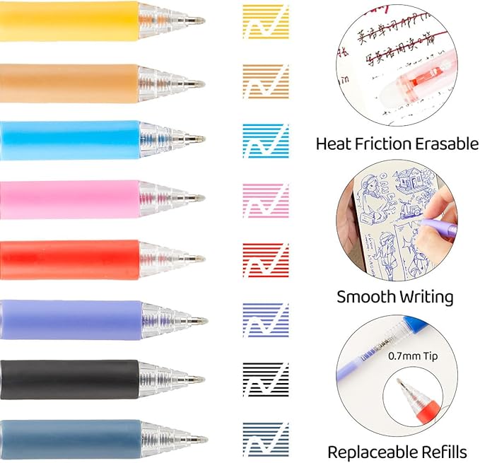 Retractable Erasable Gel Pens Clicker,Fine Point 0.7mm Smooth Writing Pens,Cute Pens For Writing Journaling Taking Notes School Office Home. (36 Colors)