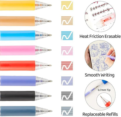 Retractable Erasable Gel Pens Clicker,Fine Point 0.7mm Smooth Writing Pens,Cute Pens For Writing Journaling Taking Notes School Office Home. (12 Colors)