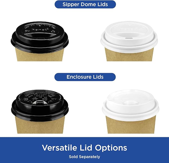 Karat 8oz Kraft Paper Coffee Cups [1,000 ct] Disposable, Leak-Resistant Double Poly-Lined Hot Cups | Ideal for Cafes & Offices, 80mm
