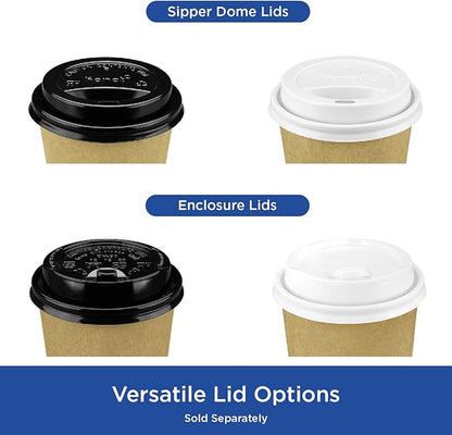 Karat 8oz Kraft Paper Coffee Cups [1,000 ct] Disposable, Leak-Resistant Double Poly-Lined Hot Cups | Ideal for Cafes & Offices, 80mm