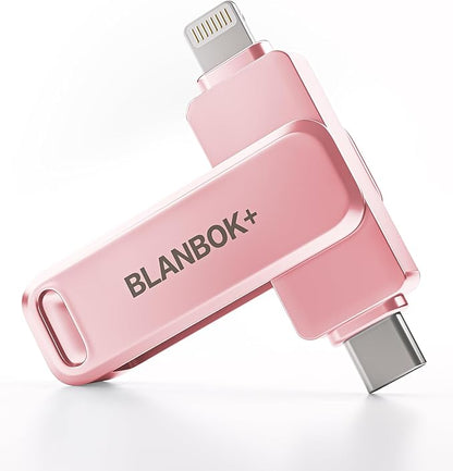 MFi Certified 256GB Flash Drive for iPhone Photo Stick, USB Thumb Drive Memory Stick High Speed USB Drive Photo Storage for iPhone Flash Drive Compatible for iPhone/iPad/Android/PC (Pink)