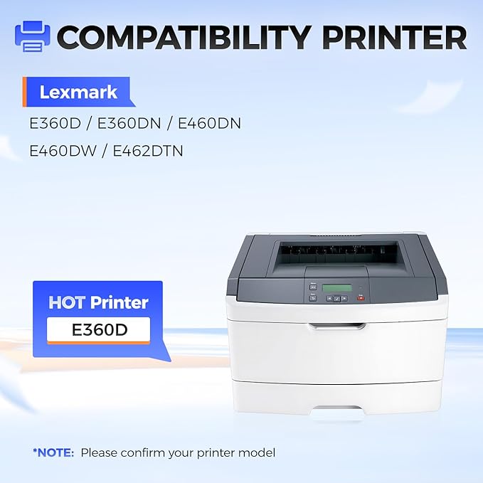 E360H11A Toner Cartridge Black 1-Pack High Yield with Chip Replacement Compatible for Lexmark E360H11A E360H21A E360d E360dn E360dt E360dtn E460d E460dn E460dw E460dtn E462dtn Printers (9,000 Pages)
